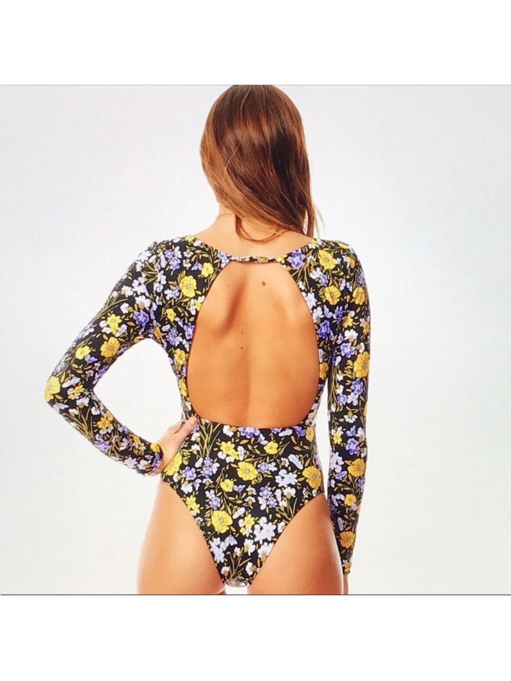 Tori Praver Swimwear Paige Floral Long Sleeve Cutout One Piece Swimsuit - Picture 3 of 8
